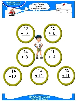 Çocuklar İçin toplam işlemi yaprak testleri 